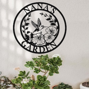 Custom Metal Hummingbird Garden Decor,Hummingbird Garden Sign,Personalized Garden Name Sign,Hummingbird Metal Wall Art,Hummingbird Decor