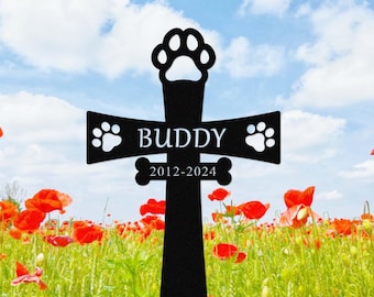 Personalized Dog Memorial Cross,Dog Memorial Stake,Dog Metal Grave Marker,Custom Dog Cemetery Stake,Loss of Dog Gift,Dog Remembrance Stake
