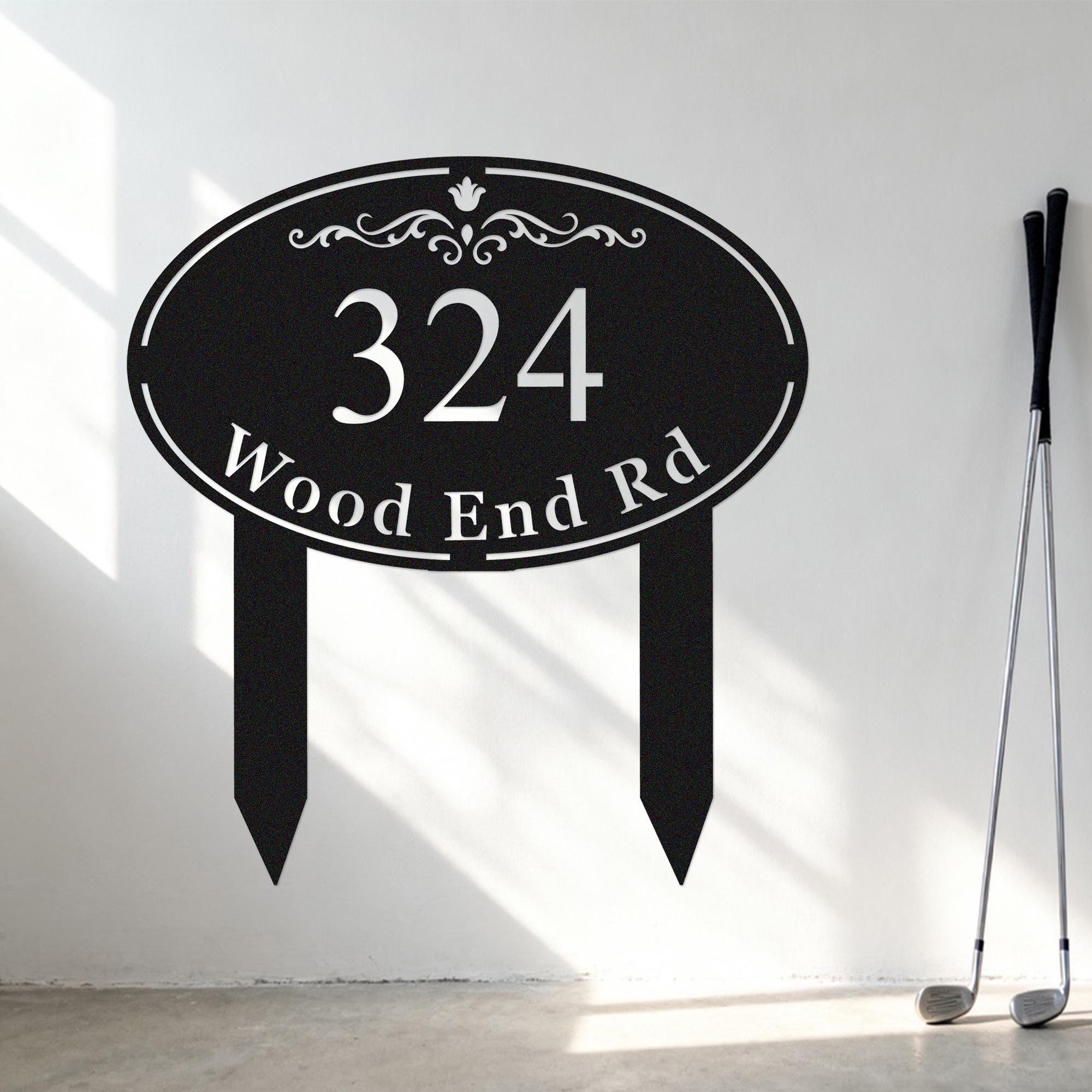 Custom Metal Address Sign With Stakes, Personalized Yard Address Sign ...
