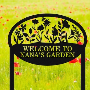 Personalized Metal Garden Sign, Custom Garden Sign, Flowers Garden Stake, Outdoor Garden Decor, Metal Garden Art, Gardener Gift, Yard  Stake