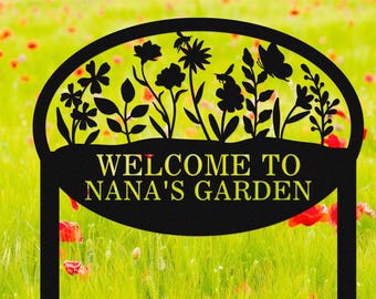 Letrero metálico personalizado para jardín, estaca de flores, decoración de jardín al aire libre, arte metálico para jardín, regalo para jardineros, estaca para jardín