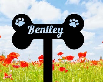 Personalized Dog Memorial Stake Sign,Bone Dog Metal Grave Marker,Custom Dog Pet Cemetery Stake,Loss of Dog Gift,Dog Pet Remembrance Stake