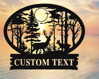 Custom Deer Metal Sign,Deer Buck Cabin Sign,Personalized Deer Name Sign,Deer Cabin Decor,Deer Hunting Sign,Deer Wall Art,Deer Hunter Gift