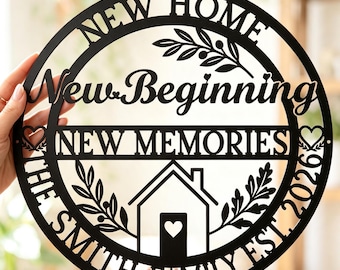 Personalized New Home Metal Sign: Custom Family Name Signs, New Beginnings Decor, Housewarming Gift