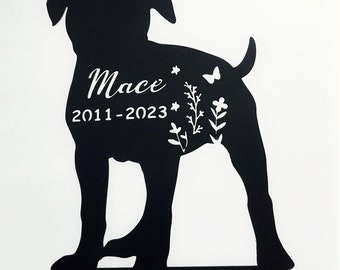 Amerikanischer Pitbull-Gedenkeinsatz personalisiert, Pitbull-Terrier-Metallgrabmarker, kundenspezifischer Hundeerinnerungs-Friedhofspfahl, Verlust des Hundegeschenks