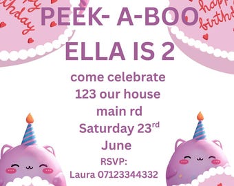 Peek-a-boo look who is two. Great for Squishmallows theme party or similar . Please note not officially Squishmallows product