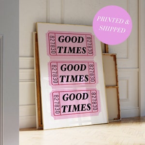 Pink Good Times Ticket-Druck Retro Barwagen-Dekor Retro Preppy Pink Trendiger Druck für Wohnungsdekor Gen Z Print Aesthetic Prints Dorm