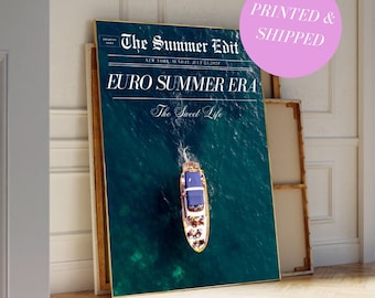 Newspaper Print La Dolce Vita Italian Summer Beachy Art Newspaper Print Coastal Trendy Wall Art Vintage Bar Cart Positano Print for Dorm