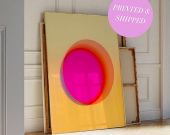 Positive Aura Poster Yellow and Pink Gradient Poster Affirmation Wall Art Aesthetic Printed Trendy Wall Art for Apartment Housewarming Gift