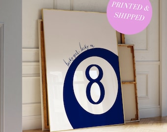 Navy 8 Ball Print Trendy Retro Poster Wall Art Eight Ball Poster Preppy Print Y2K Room Decor College Dorm Aesthetic Room Psychedelic Art