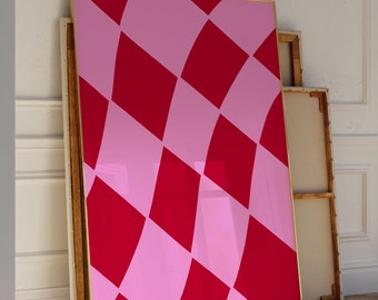 Pink Formula 1 Aesthetic Poster Retro Pink and Red Funky Aesthetic Print Pink F1 Flag Wall Art Trendy Print for Apartment GenZ Digital Print