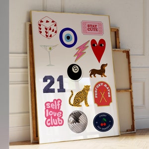 Vintage Retro Print Trendy Wall Art 8 Ball Poster Lucky Funky Aesthetic Print for Apartment Instant Download Gen Z Aesthetic Poster Preppy
