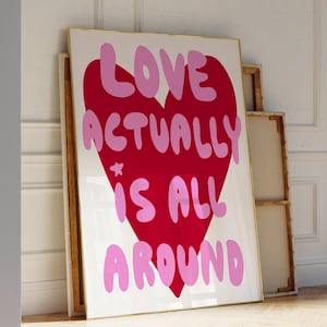 Retro Love Poster for Couples Decor Vintage Print Red Wall Art for Living Room Poster Valentines Day Gift for her Love Letter Trendy Print