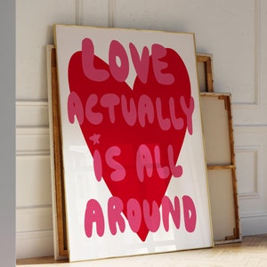 Retro Love Poster for Couples Decor Vintage Print Red Wall Art Living Room Poster Valentines Day Gift for Her Digital Download Trendy Print