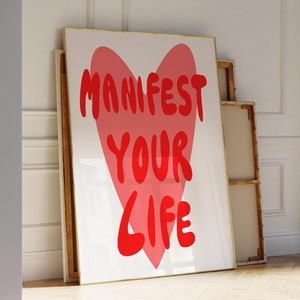 Red Wall Art Print Manifestation Print Trendy Poster Print Girly Wall Art Affirmations Wall Decor Bedroom Prints Trendy Print for Apartment