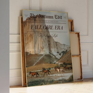 Herbst Ästhetischer Zeitungsdruck Pferdekunst Zeitungsdruck Herbst Trendige Wandkunst Vintage Barwagen Cowgirl Ästhetischer Druck Wohnheim Altes Geld Kunst