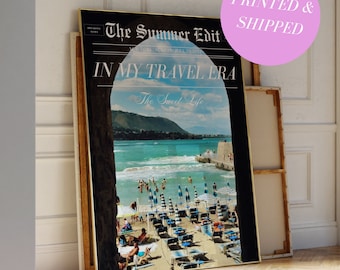 Newspaper Print La Dolce Vita Italian Summer Beachy Art Newspaper Print Coastal Trendy Wall Art Vintage Bar Cart Positano Print for Dorm