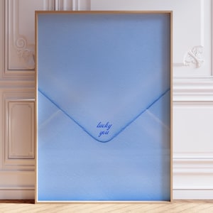 Liebesbrief Wandkunst Blau Glückliches Sie Druck Trendy Romantische Wandkunst Ästhetische Blaue Galerie Wand Druck Valentinstag Dekor Preppy Liebe Druck