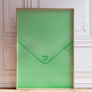 Love Letter Wand Kunst Grün Lucky You Print Trendy Romantische Wand Kunst Ästhetische Grün Galerie Wand Druck Valentinstag Dekor Preppy Love Art