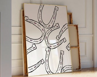 Póster de herradura con estampado del oeste, arte de pared retro del oeste, impresión del salvaje oeste, decoración retro rosa para el hogar, impresión de arte vaquero, impresión del oeste preppy, impresión GenZ