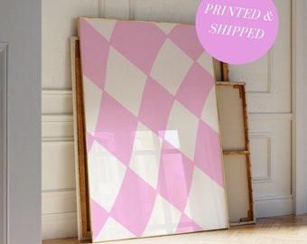 Pink and White Formula 1 Aesthetic Art Poster Retro Funky Vintage Aesthetic Print F1 Flag Wall Art Trendy Prints for Apartment Gen Z Print