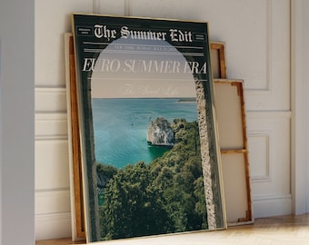Newspaper Print La Dolce Vita Italian Summer Beachy Art Newspaper Print Coastal Trendy Wall Art Vintage Bar Cart Italy Sardinia Poster Dorm