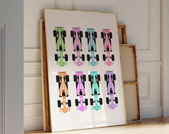 Colorful Formula 1 Aesthetic Art Poster Retro Funky Vintage Aesthetic Wall Art Formula 1 Car Print F1 Wall Art Trendy Prints for Apartment