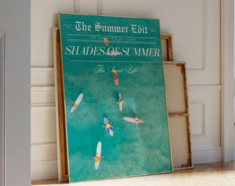 Coastal Cowgirl Surf Print Magazine Cover Wall Art Preppy Coastal Wall Art Surfer Girl Print Trendy Prints for Apartment Coastal Newspaper