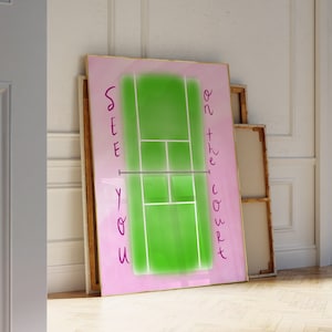 Tennis Aesthetic Art Print Preppy Sports Core Wall Art Tennis Court Poster Wimbledon Art Gift for Tennis Lover Trendy Prints for Apartment