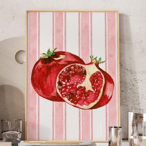 Pomegranate Wall Decor Vintage Fruit Print Farmhouse Kitchen Art Painting Kitchen Print Trendy Food Art Retro Kitchen Digital Fruit Wall Art
