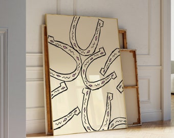 Póster de herradura con estampado del oeste, arte de pared retro del oeste, impresión del salvaje oeste, decoración retro rosa para el hogar, impresión de arte vaquero, impresión de descarga digital