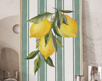 Lemon Wall Decor Vintage Lemon Fruit Print Farmhouse Kitchen Art Painting Kitchen Print Trendy Food Art Retro Kitchen Digital Fruit Wall Art
