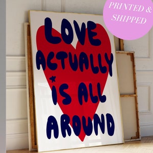 Retro Love Poster for Couples Decor Vintage Print Red Wall Art for Living Room Poster Valentines Day Gift for her Love Letter Trendy Print