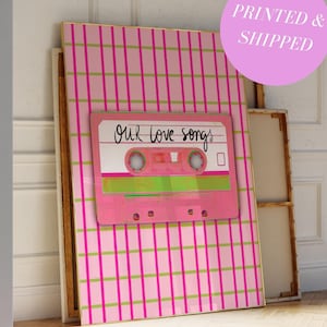 Retro Tape Cassette Print Trendy Vintage Pink Print Aesthetic 90's Poster Music Lover Unframed Print Mix Tape Nostalgic Valentines Art Print