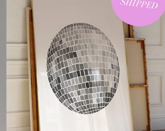 Disco Ball Decor Trendy Print Black White Disco Poster Retro Disco Ball Art Print 70s Poster Disco Decor Y2K Wall Art Maximalist GenZ Poster