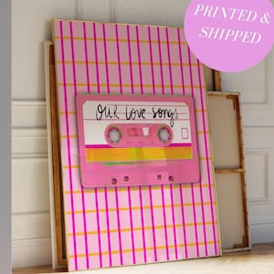 Retro Tape Cassette Print Trendy Vintage Pink Print Aesthetic 90's Poster Music Lover Unframed Print Mix Tape Nostalgic Valentines Art Print