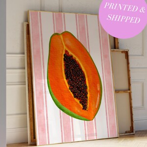 Papaya Obst Wanddekor Vintage Obstdruck Bauernhaus Küche Kunst Malerei Küchendruck Trendy Food Art Retro Küche Ungerahmt Obstdruck