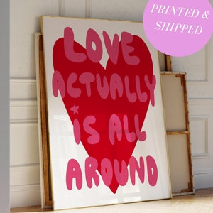 Retro Love Poster for Couples Decor Vintage Print Red Wall Art for Living Room Poster Valentines Day Gift for her Love Letter Trendy Print