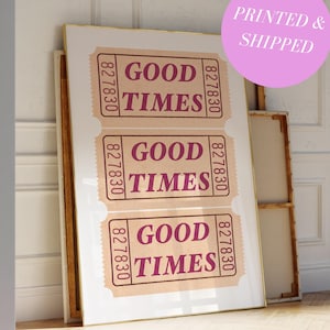 Pastel Good Times Ticket Print Retro Pastell Wohnheim Print Frühling Wandkunst Rosa Raum Dekor Trendy Orange Print Pastel House Decor Gen Z Print