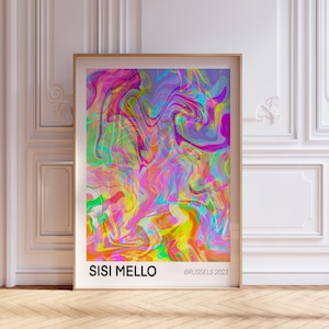 Abstrakter Druck Buntes gewelltes trendiges Plakat Lebendige Wandkunst Pop der Farbe Kunst Trendiger Druck für die Wohnung ästhetisches Dekor modernes Geschenk für Sie
