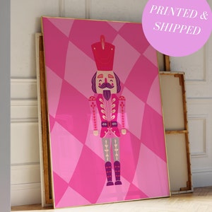 Pink Nutcracker Print Preppy Christmas Unframed Wall Art Aesthetic Holiday Print Trendy Pink Christmas Art Home Wall Decor Unframed Print