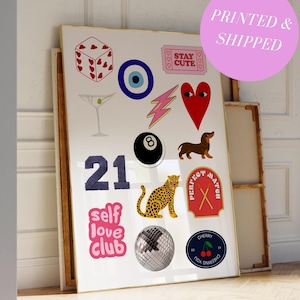 Vintage Retro Print Trendy Wall Art 8 Ball Poster Lucky Funky Aesthetic Print for Apartment Unframed Printed Gen Z Aesthetic Poster Preppy