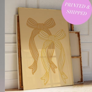 Beige Bows Print Preppy Wall Art Coquette Room Decor Bow Wall Art Beige Nursery Print Bow Poster Trendy Nursery Print Girly Room Aesthetic