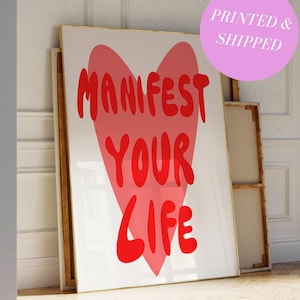 Red Wall Art Print Manifestation Print Trendy Poster Print Girly Wall Art Affirmations Wall Decor Bedroom Prints Trendy Print for Apartment
