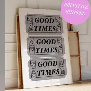 Schwarzweißer Good Times-Eintrittsdruck Retro Barwagen Dekor Retro Preppy Trendy Druck für Wohnungsdekor Gen Z Print Ästhetische Drucke Wohnheim