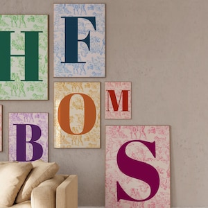 Impresión de letras personalizadas de Choinesserie, regalo para un amigo, impresión de iniciales del alfabeto personalizadas, arte de pared con iniciales para guardería, inicial personalizada