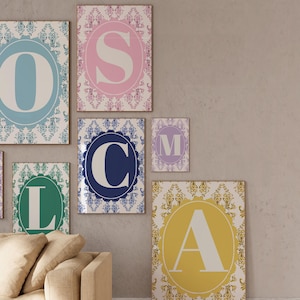 Personalized Choinesserie Letter Print Gift For Friend Custom Alphabet Print Initials Print Nursery Initial Wall Art Personalised Initial