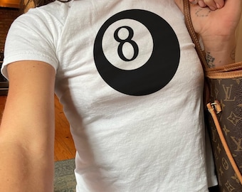 Pool Ball Baby Tee Cool Girl Clothing Pinterest Aesthetic Shirt 90s Style Full Length Baby Tee for Women Vintage Retro Graphic Tshirt Y2k