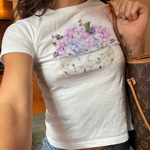 Coquette hortensia&#39;s baby-T-shirt grafische baby-T-shirt coquette grafische baby-T-shirt bloemen baby-T-shirt bloemenmand cadeau-t-shirt trendy T-shirt Y2k baby-T-shirt