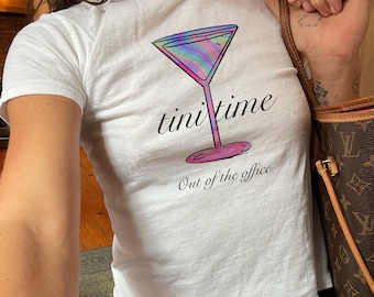 Cool Girl Martini Baby Tee Cocktail Y2K Tee NYC Aesthetic Preppy Baby Tee Pinterest Style 90s Tshirt Coquette Core Tini Time Gen Z Tee Gift